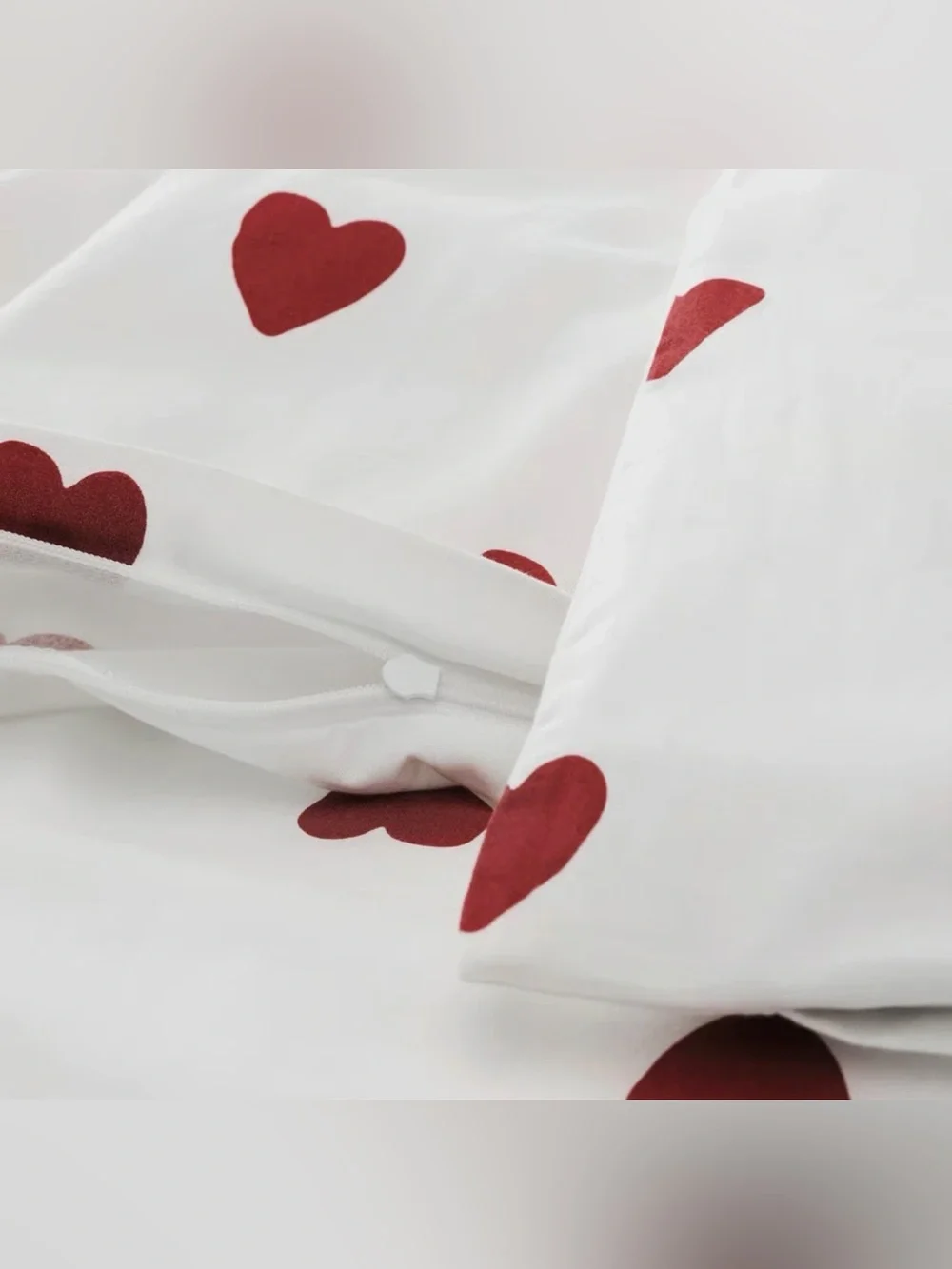 IKEA Barndröm TWIN DUVET COVER & PILLOWCASE bedding 100% RED HEARTS WHITE 2 PC